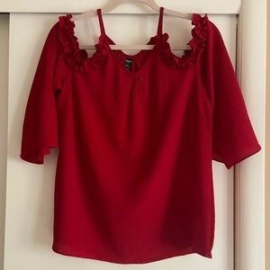 red off the shoulder blouse